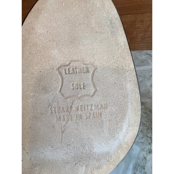 Stuart Weitzman croc embossed open toe heels black 8.5 - Picture 10 of 11